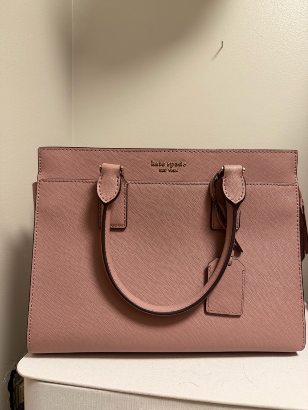 kate spade Medium Pink Structured Saffiano Leather Satchel